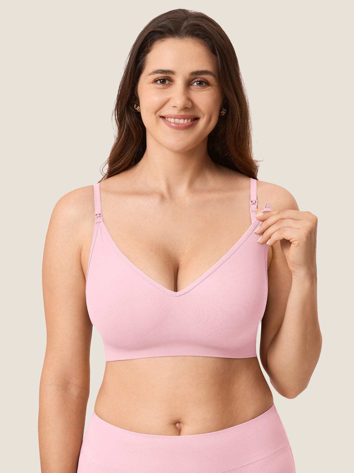 MOMANDA Women's Seamless Soft Knit Nursing Bra Sweet Pink