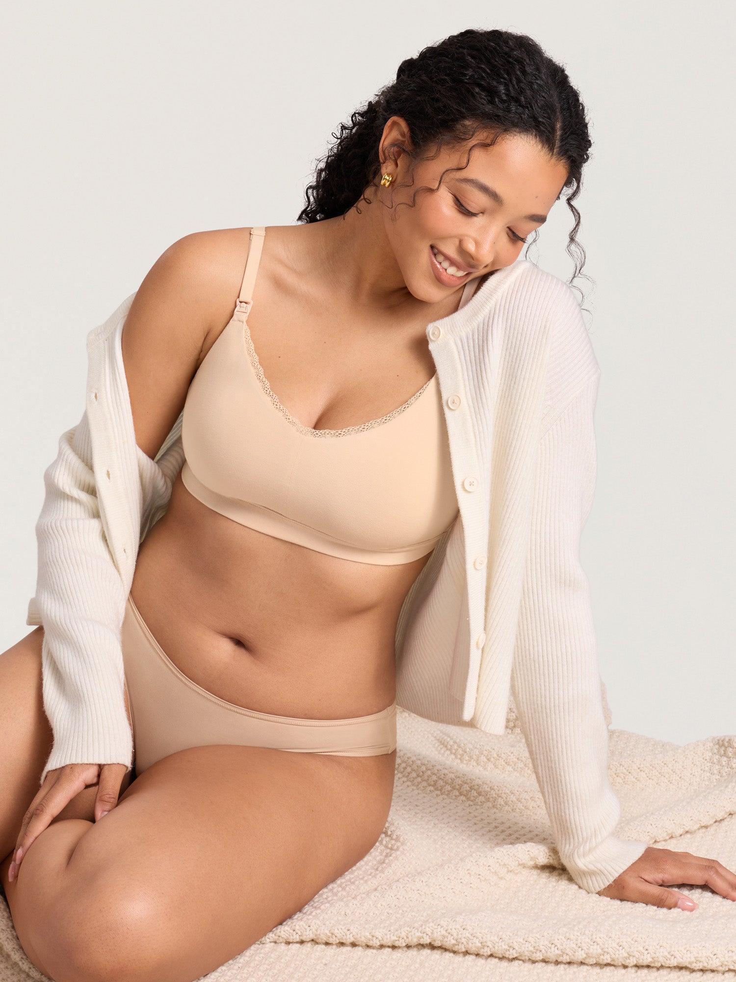 Cotton Lace Trim Nursing Bralette