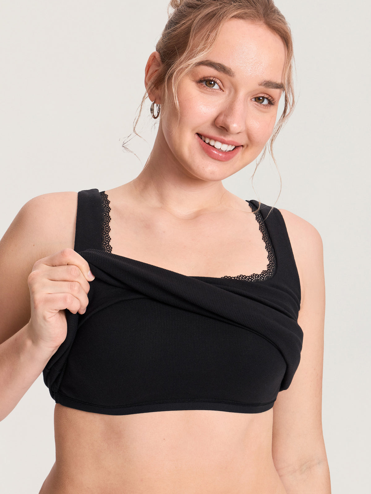 Cotton Rib Lace Trim Maternity Tank Top