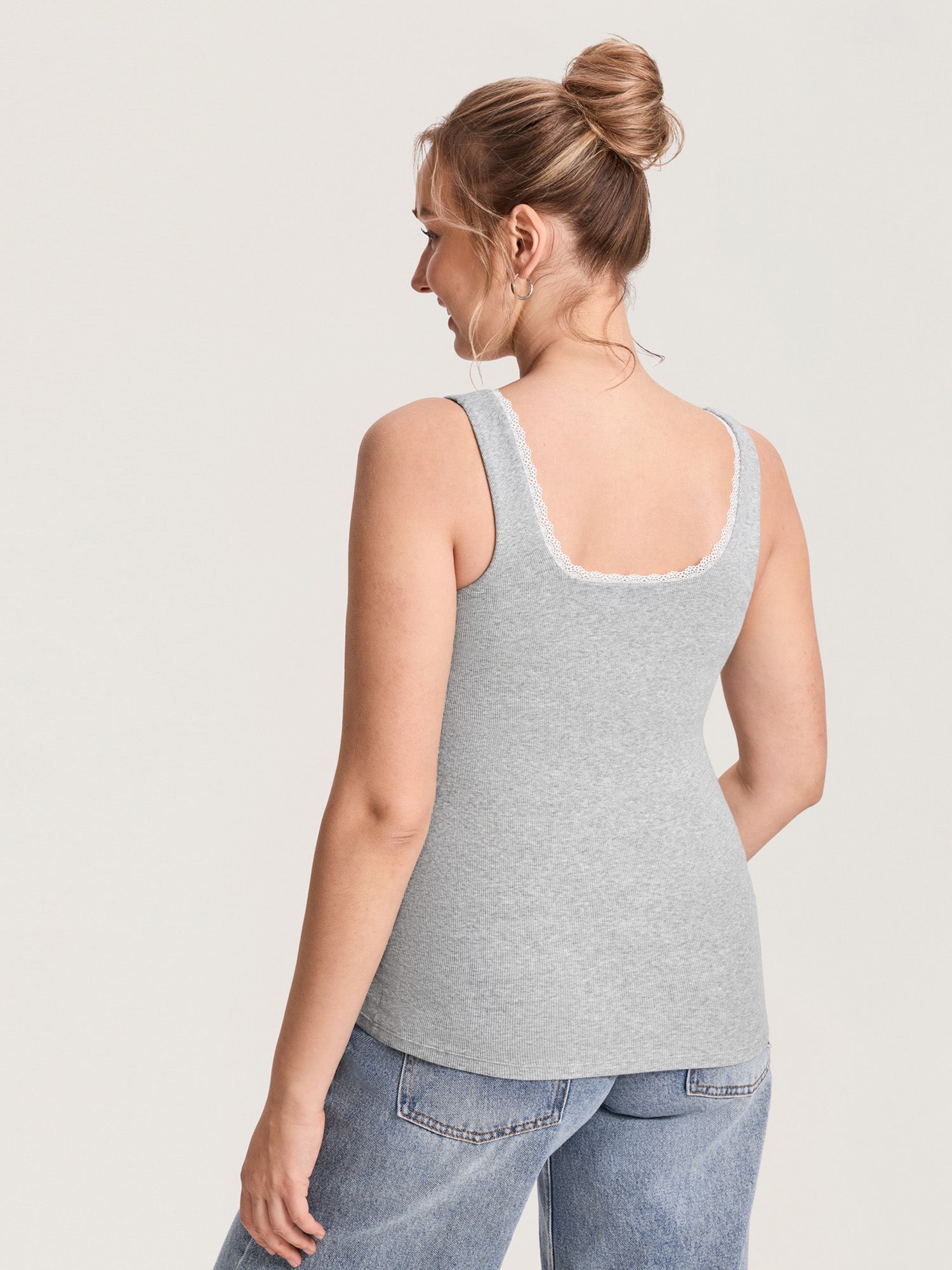 Cotton Rib Lace Trim Maternity Tank Top