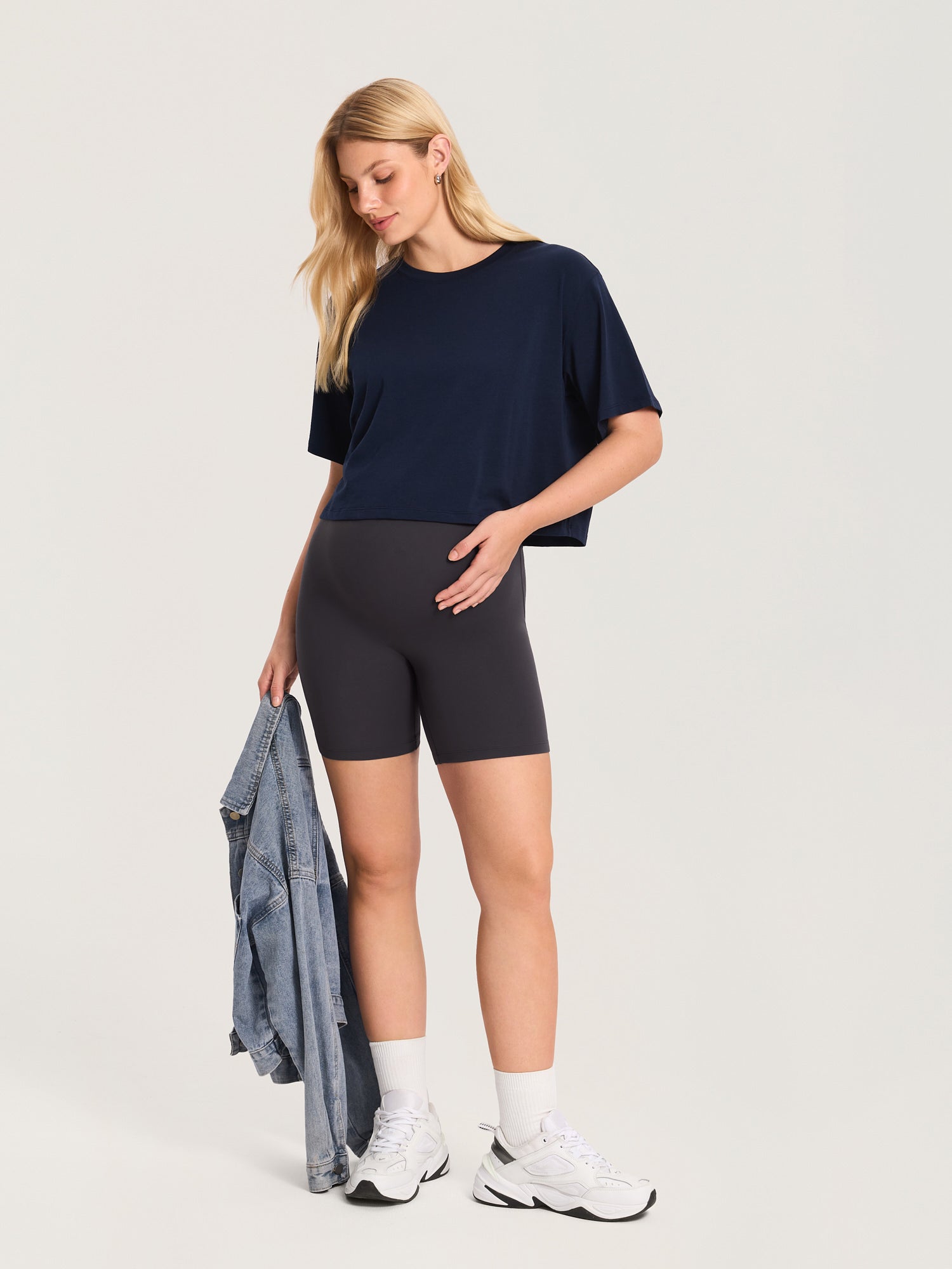 Modal Cotton Short Sleeve Loose Crop Tee