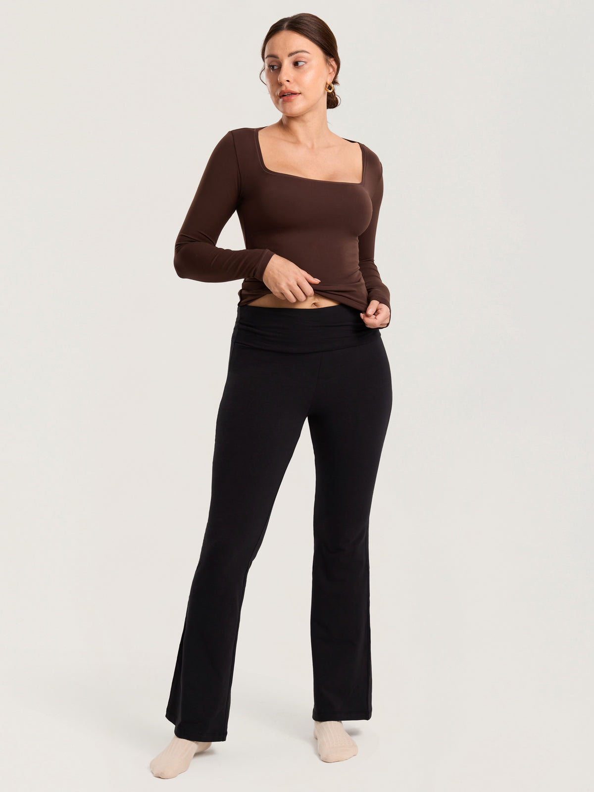 Cotton Foldover Maternity Flare Pants 30.5"