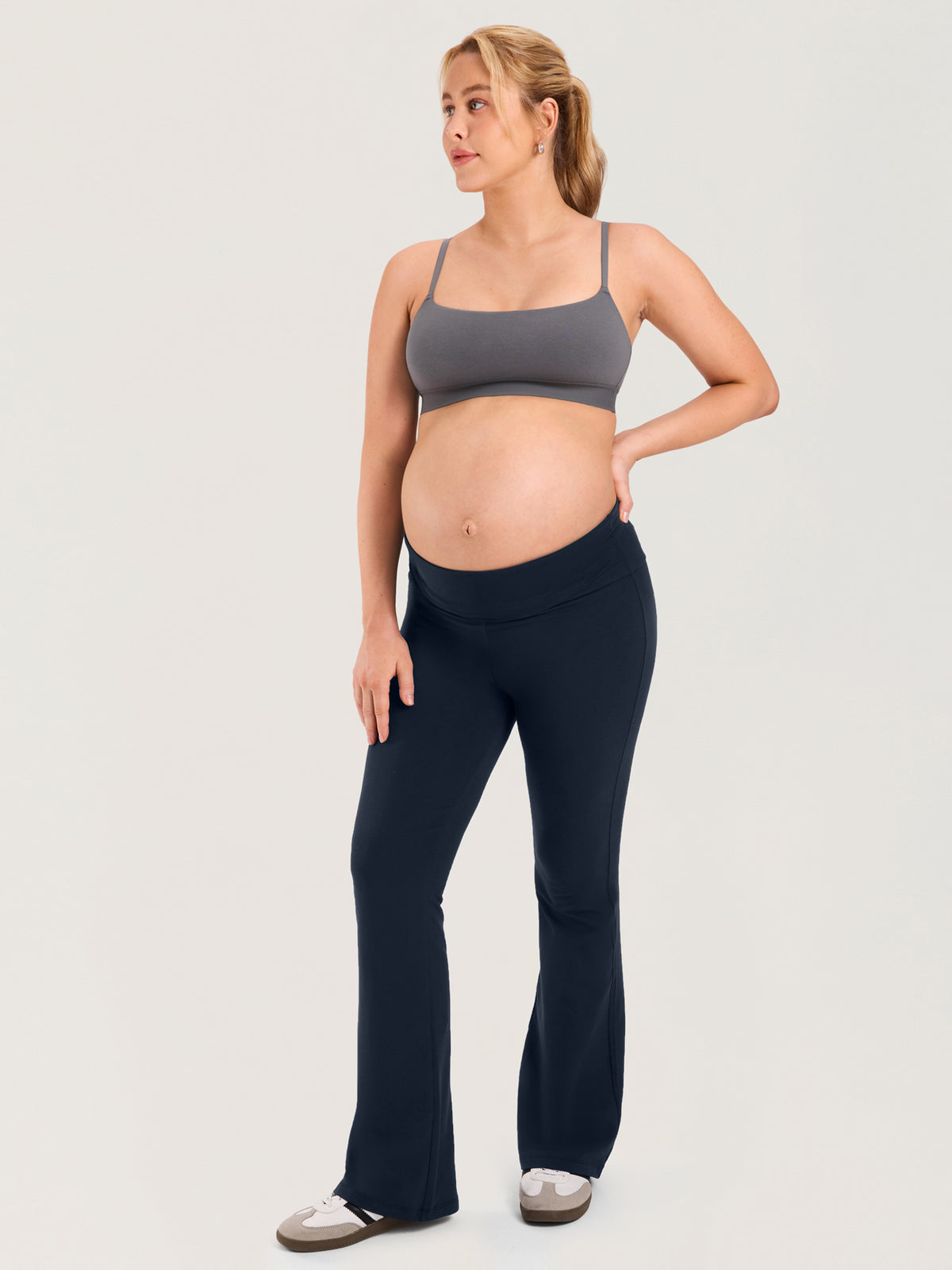 Cotton Foldover Maternity Flare Pants 30.5"