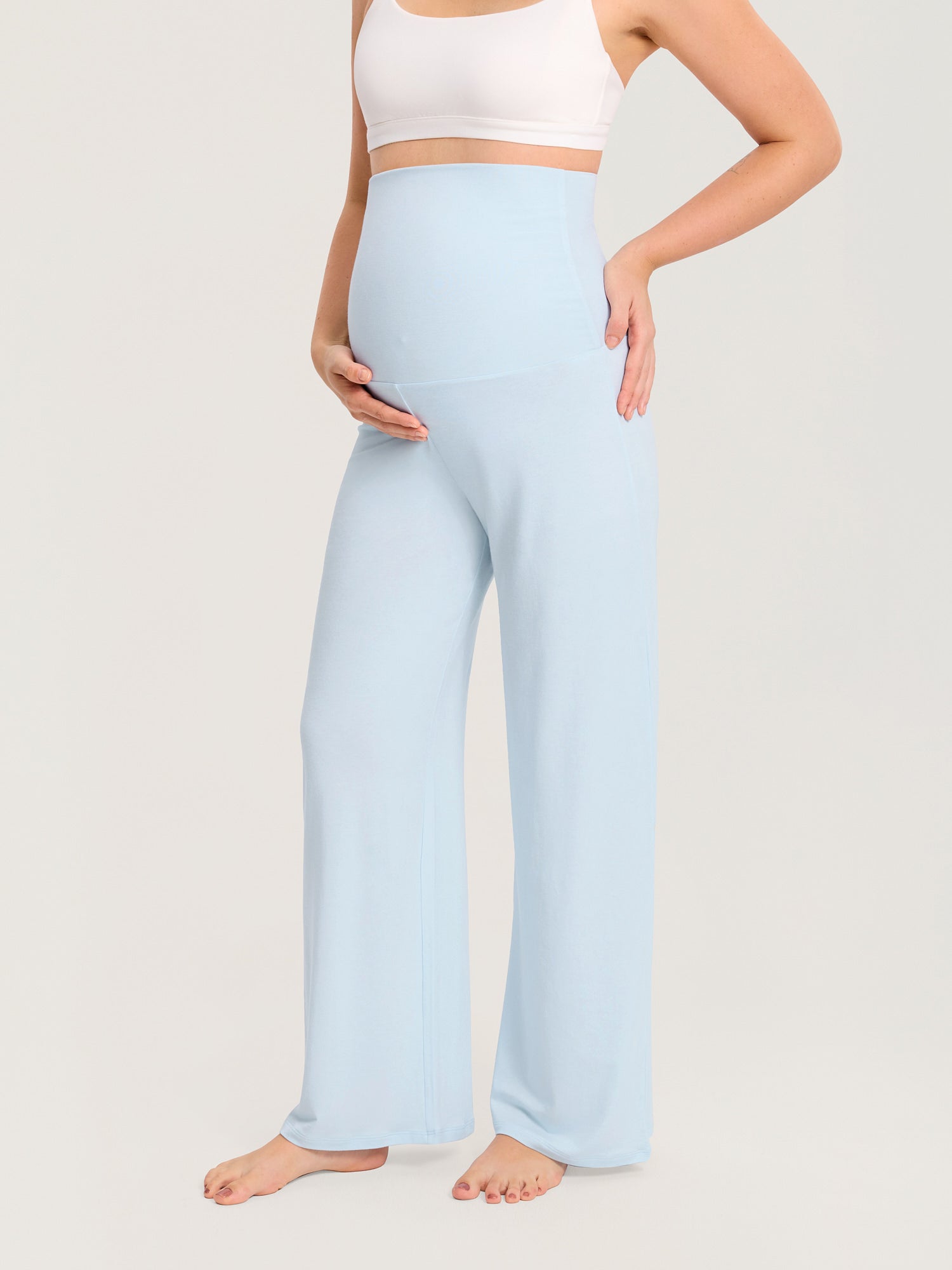 Modal Cotton Foldover Wide-Leg Pants 28.5"