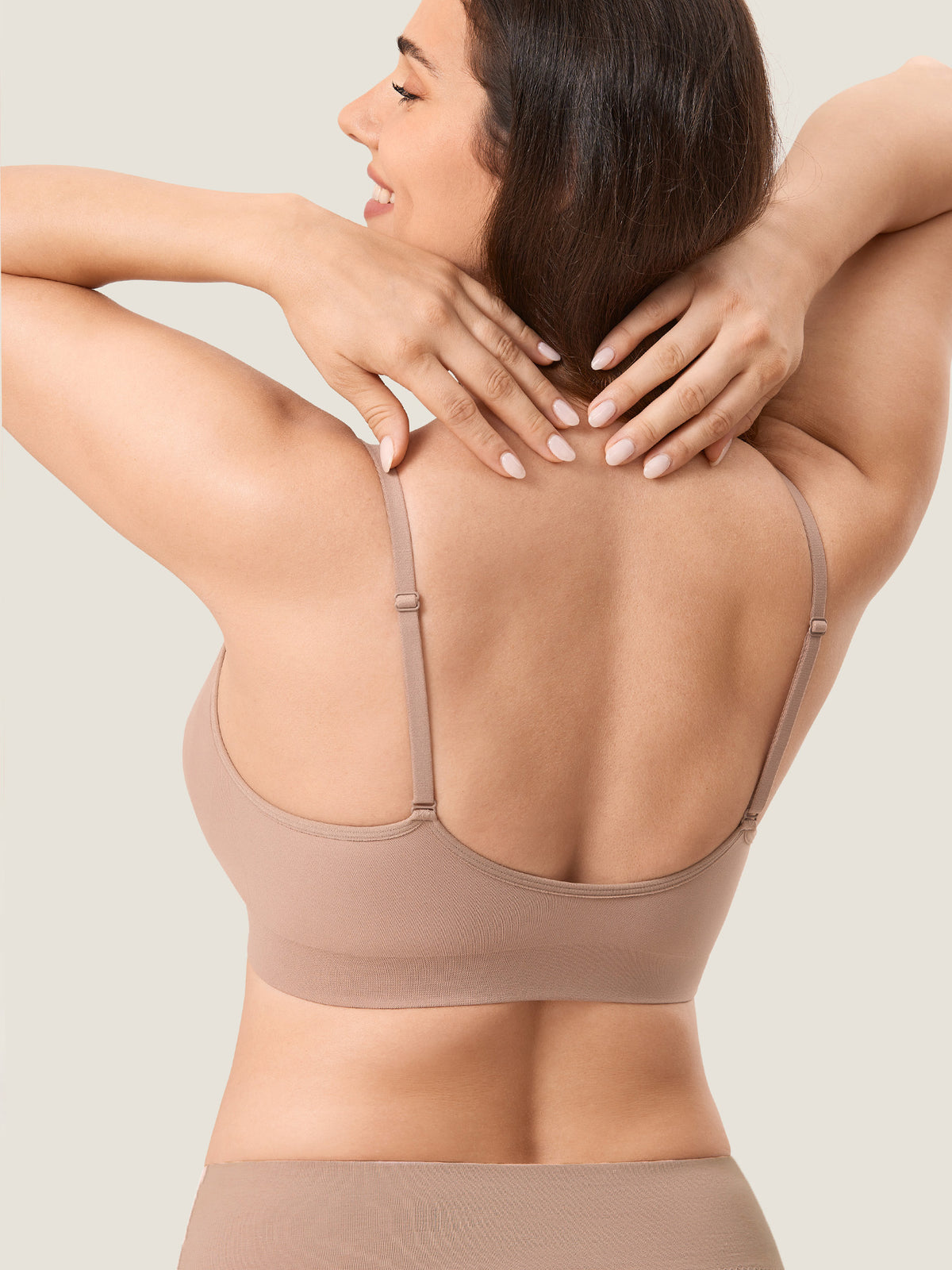 MOMANDA Women's Seamless Soft Knit Nursing Bra Cocoa Beige