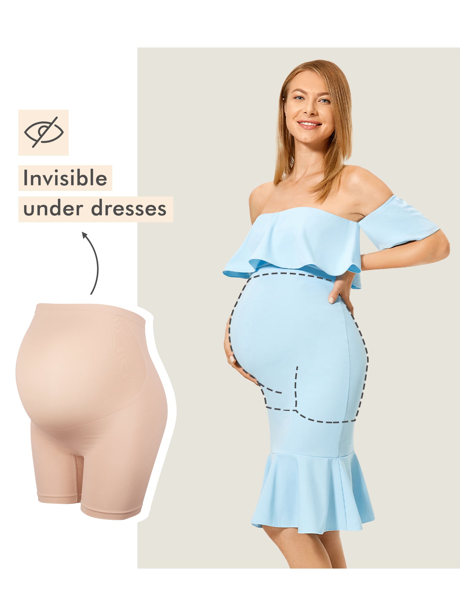 MOMANDA Women's High Waist Shapewear Maternity Shorts|Seamless White