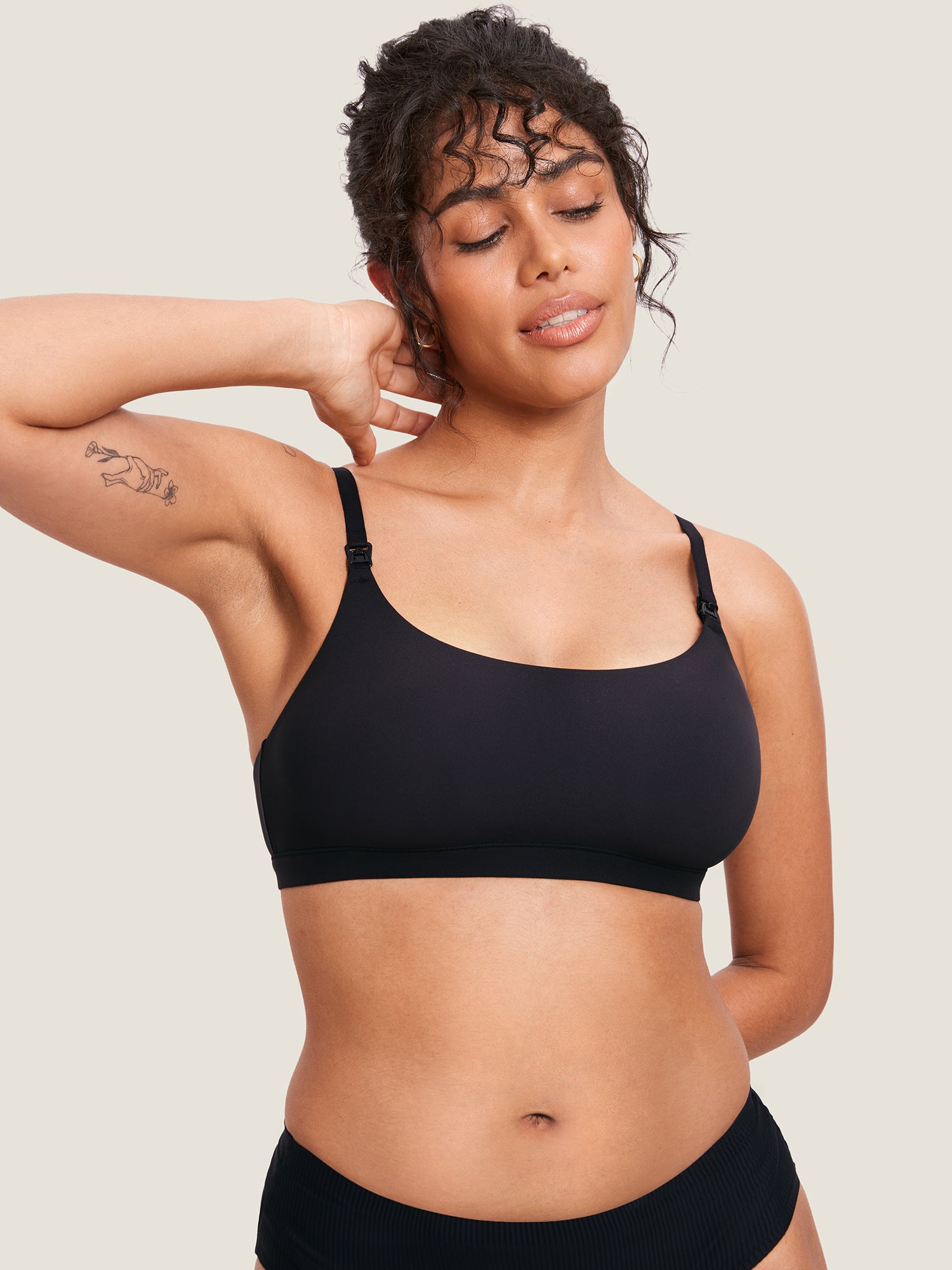 MOMANDA Women's Inbarely® Scoop Nursing Bra Black