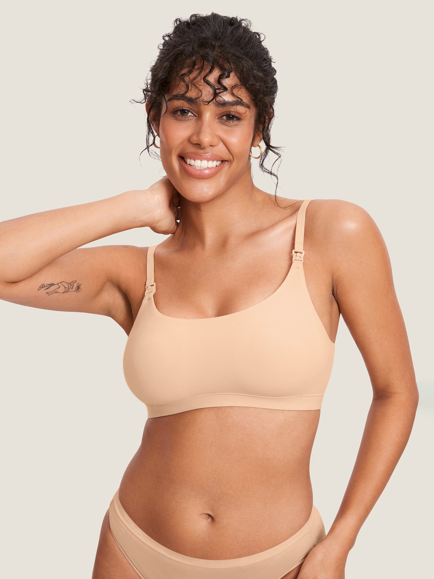 MOMANDA Women's Inbarely® Scoop Nursing Bra Warm Beige