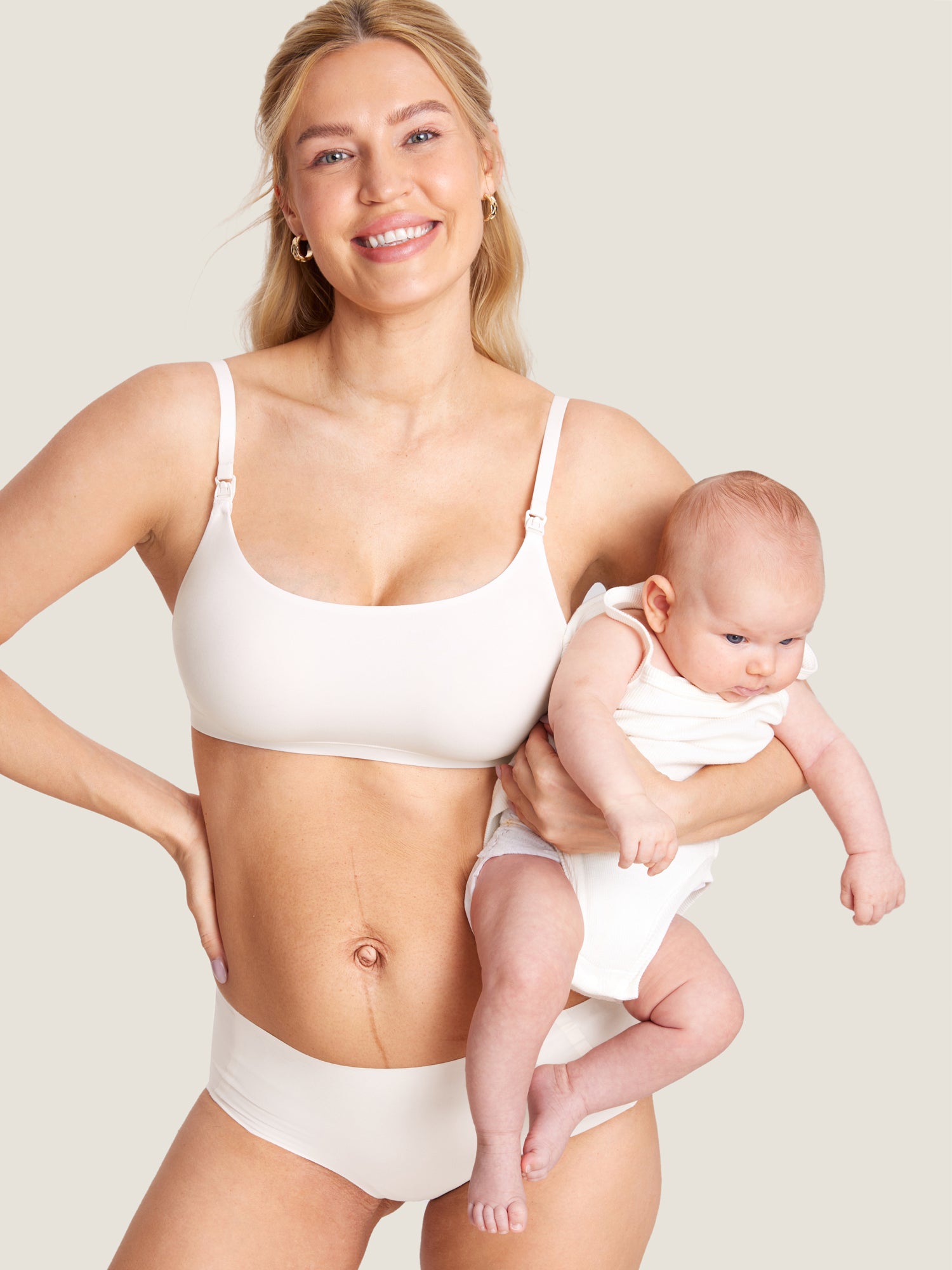 MOMANDA Women's Inbarely® Scoop Nursing Bra Coconut White