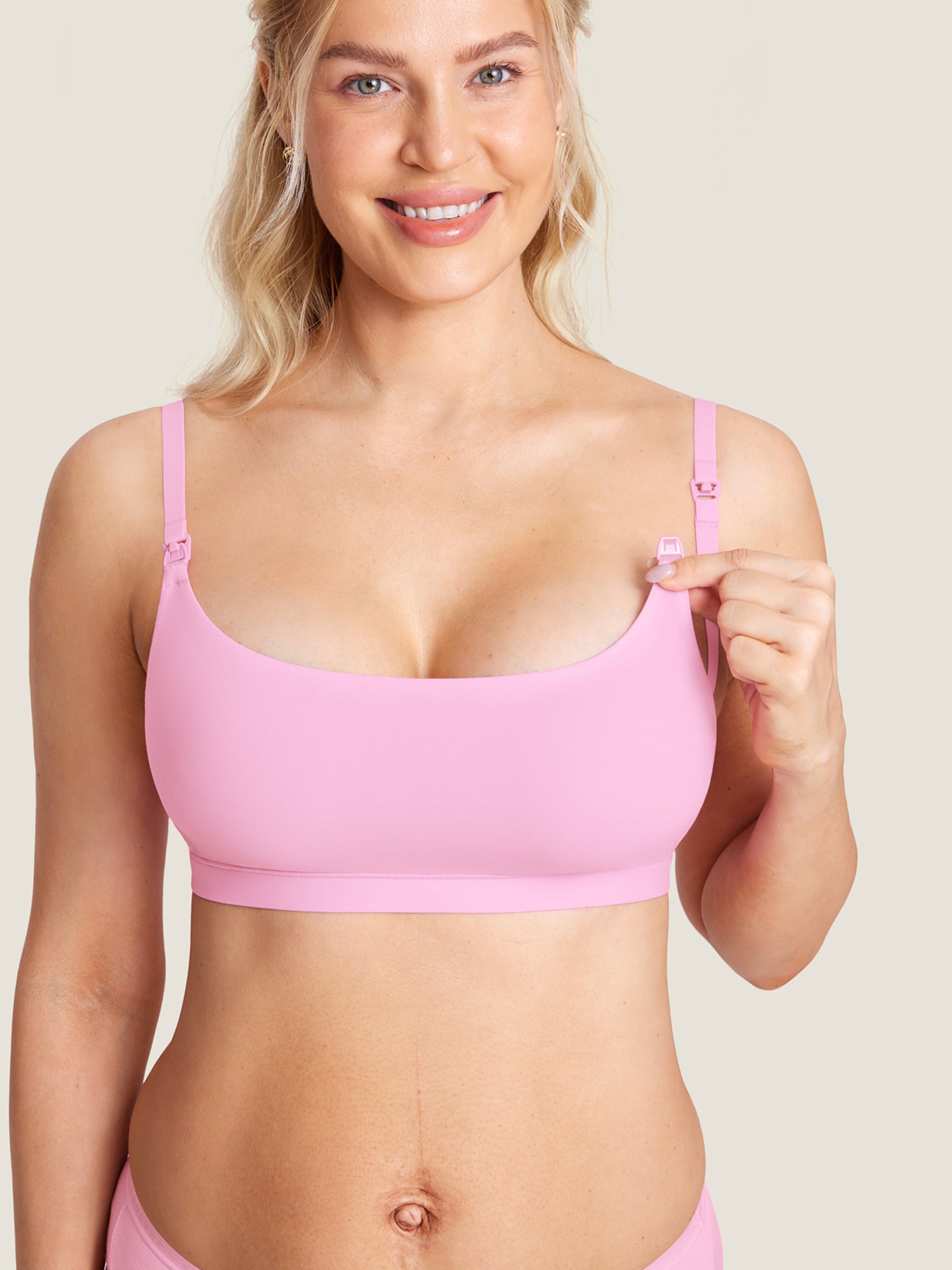 MOMANDA Women's Inbarely® Scoop Nursing Bra Candy Pink