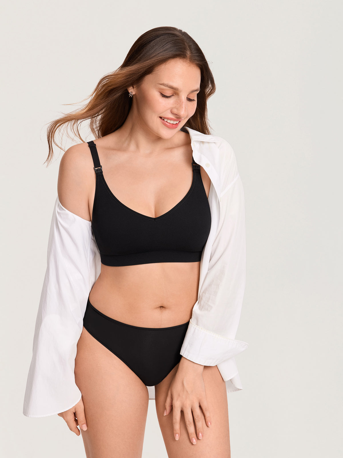 Leakproof Fixed Cup Ribbed Nursing Bra