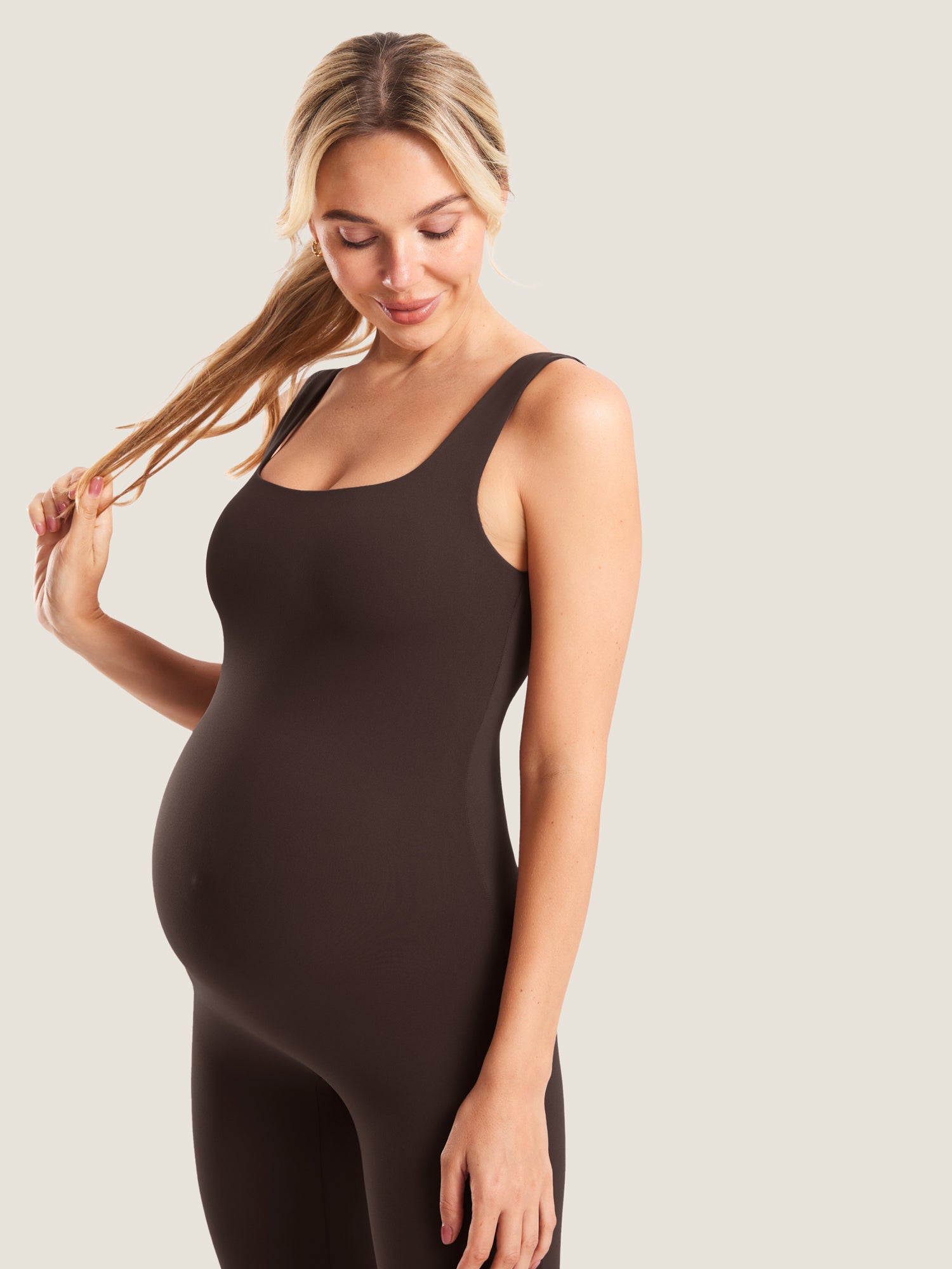 MOMANDA Women's Natrelax® Maternity Jumpsuit Hot Fudge Brown