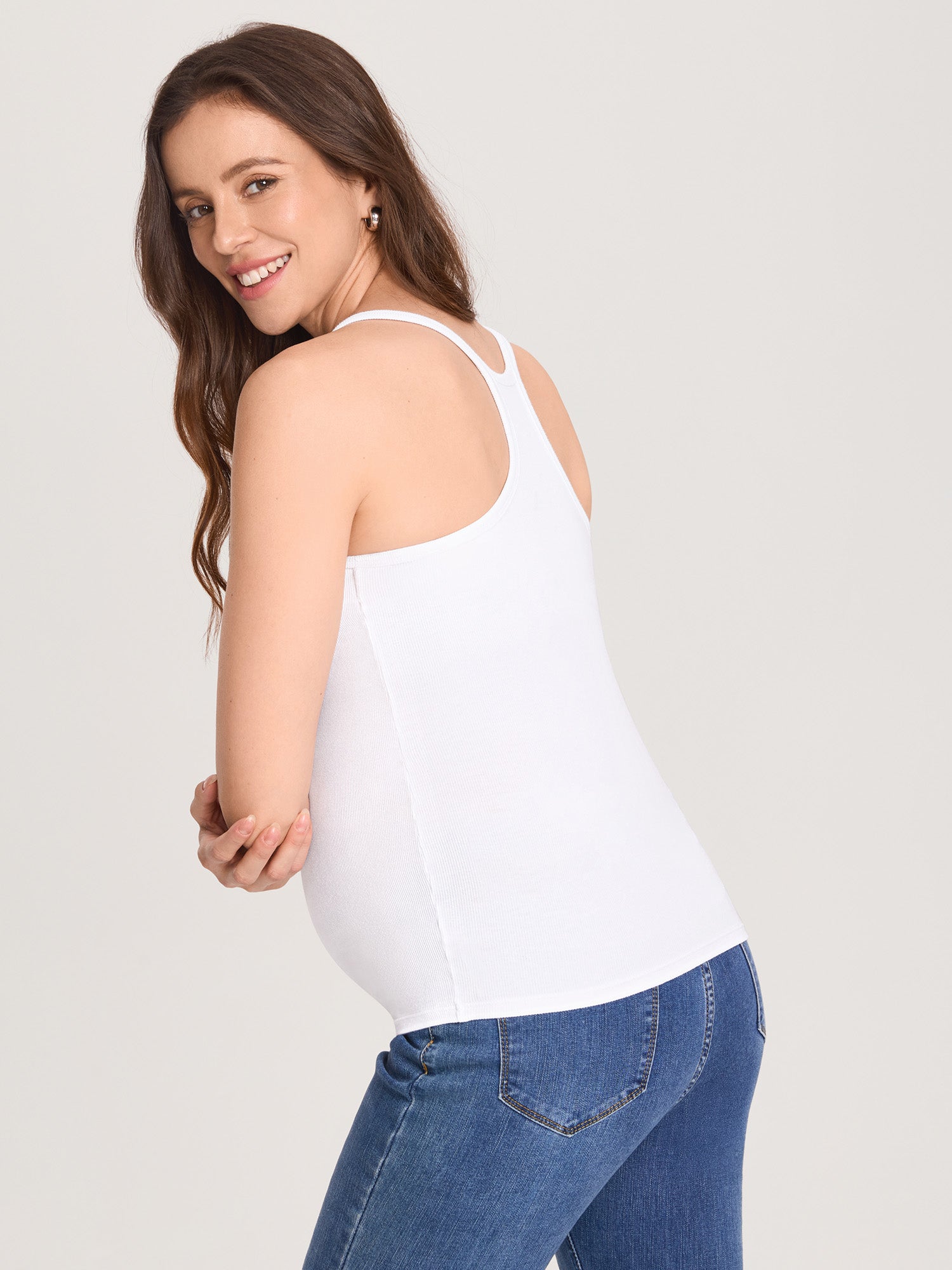 Cotton Rib Racerback Maternity Tank – Removable Cups