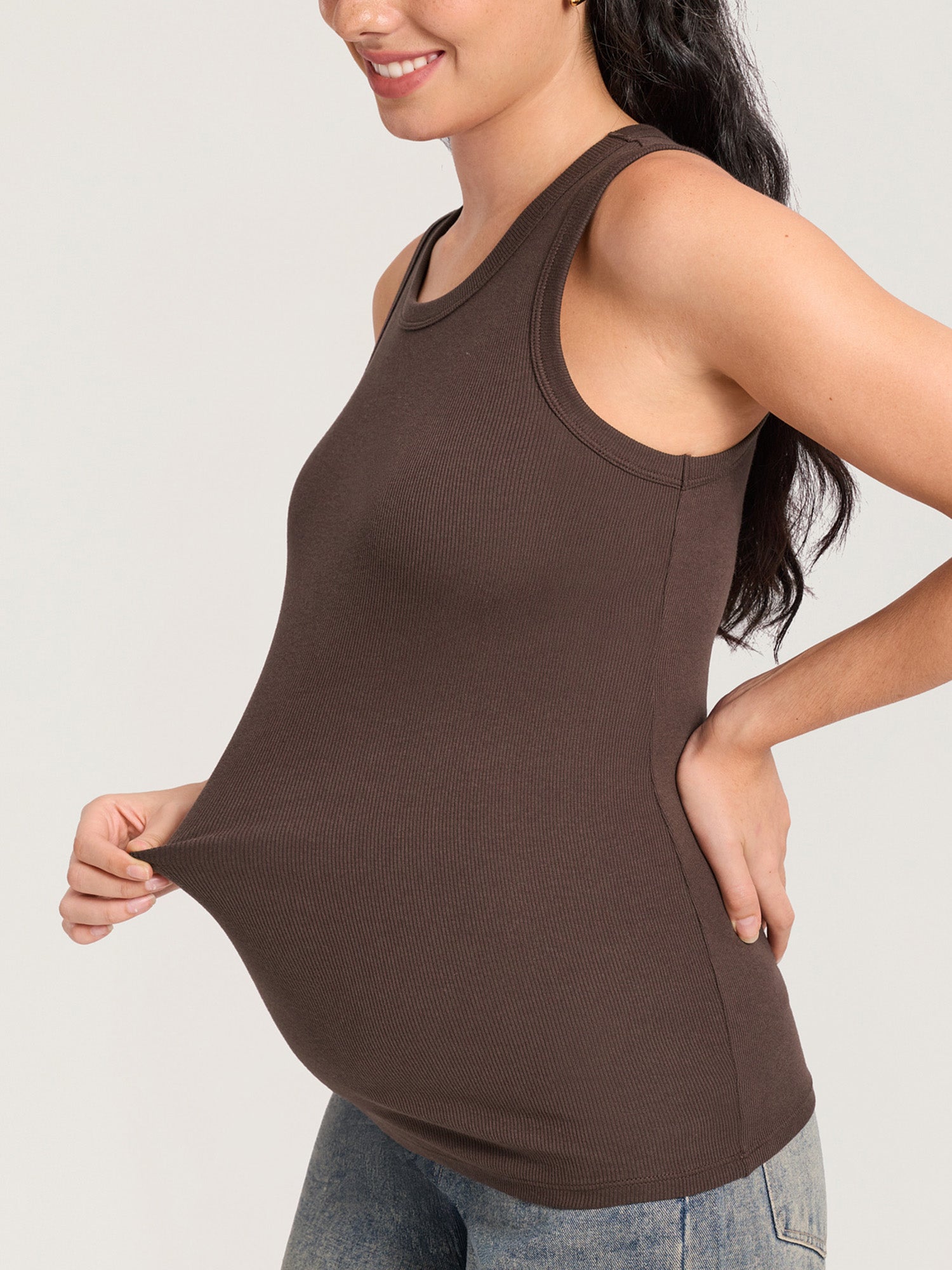 Cotton Rib Crew Neck Maternity Tank Top