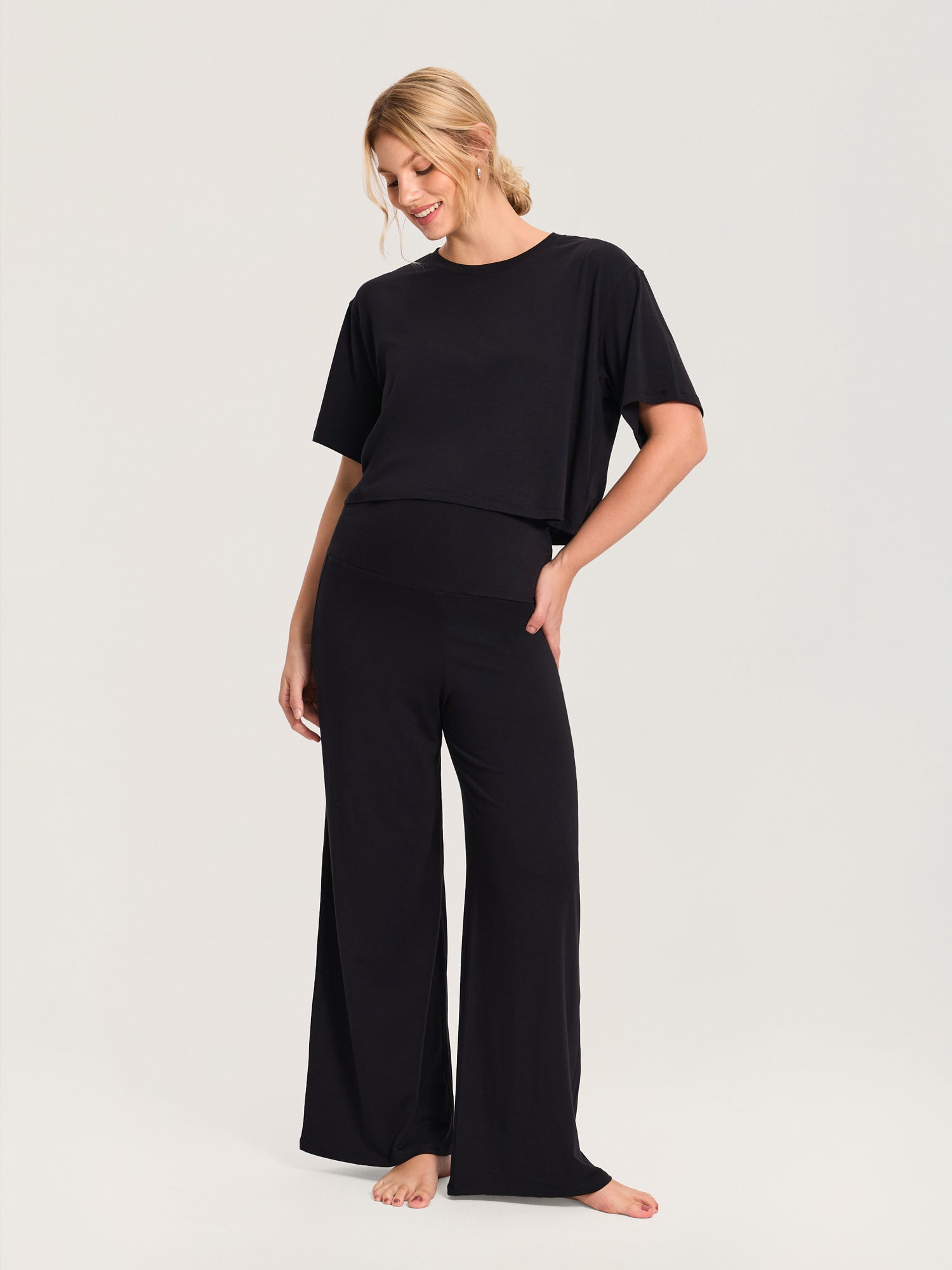 Modal Cotton Short Sleeve Loose Crop Tee